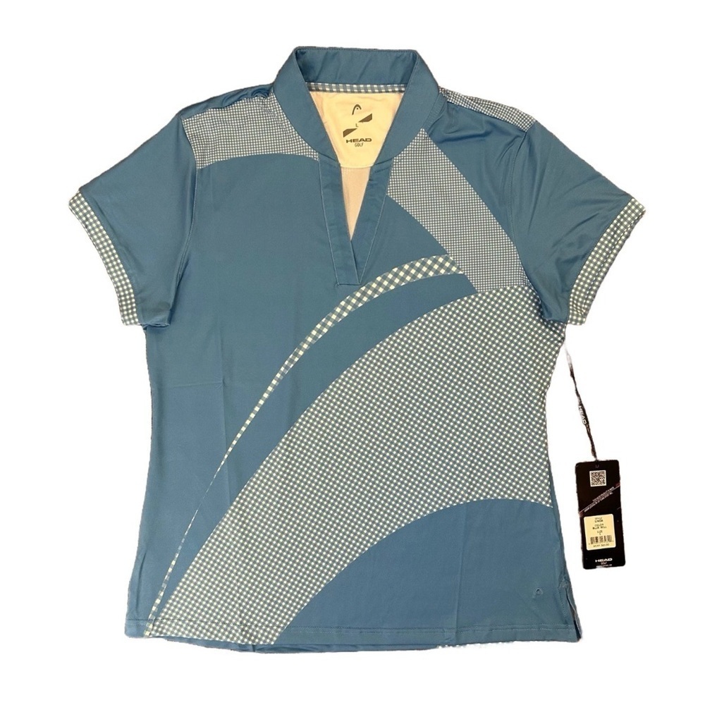 Head Golf Women's Linda Top Blue Short Sleeves V-Neck Size L - Large - NWT $65